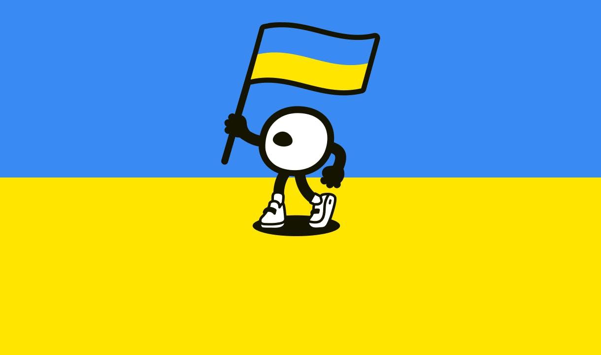 Yubo - Bo brandissant un drapeau ukrainien 