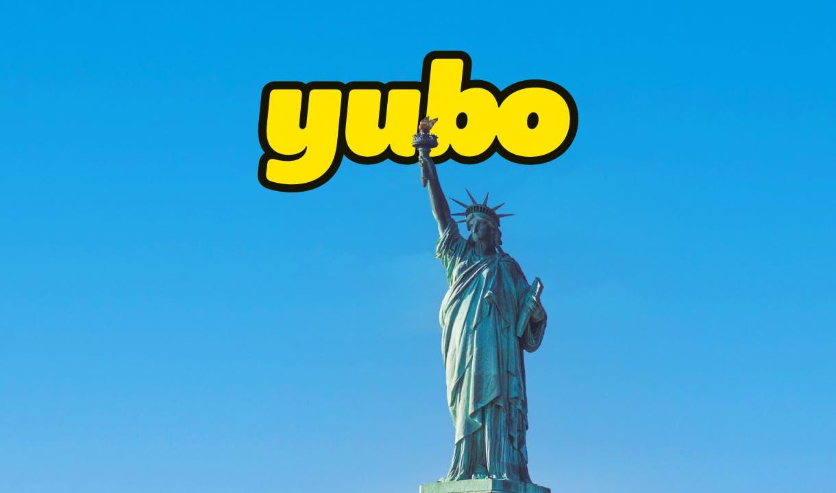 Yubo-logo og Frihedsgudinden