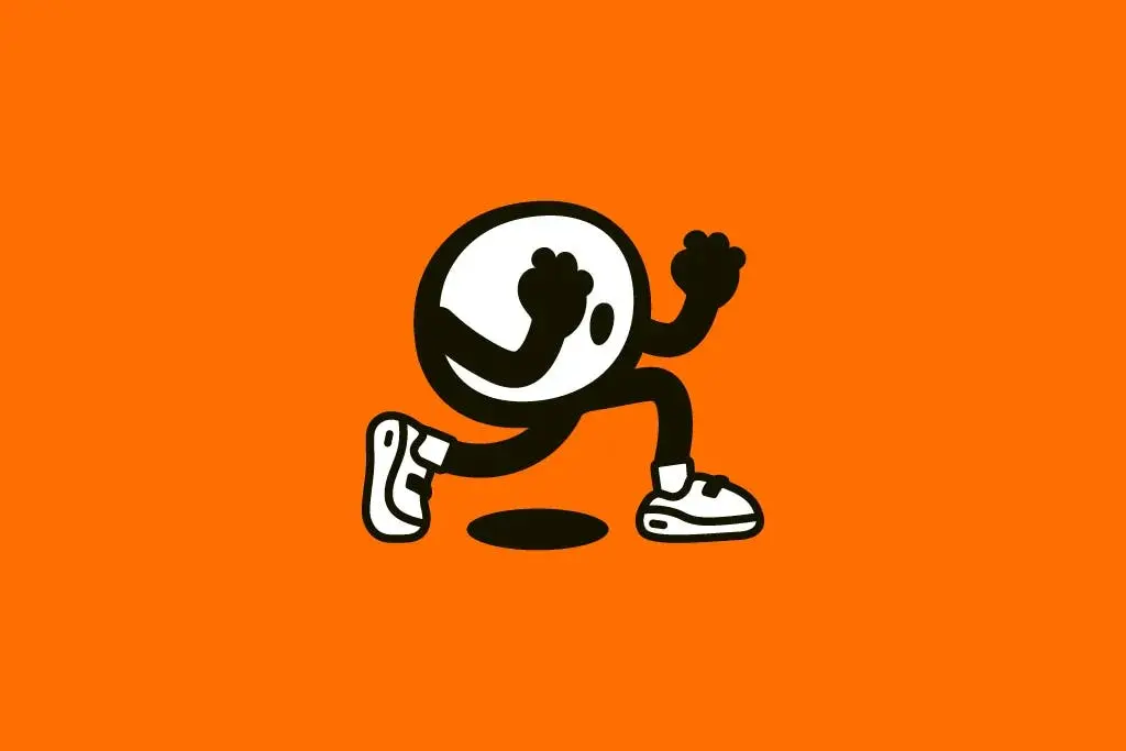 Bo läuft auf einem orangefarbenen Hintergrund